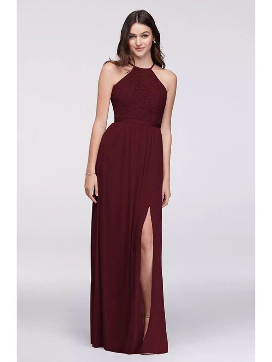 David's Bridal Dresses & Skirts - David's Bridal New Wine Lace Bodice Mesh Long Gown Size 28 Maxi Dress Bridesmaid